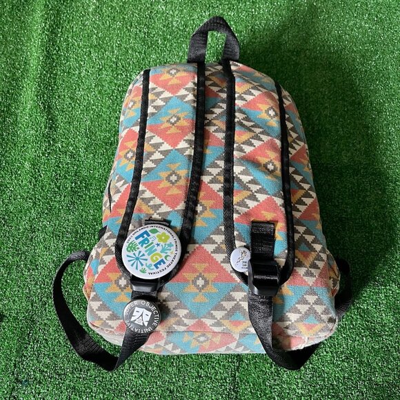 Aeropostale Geometric Pattern Bohemian Style Pockets Medium Backpack Bookbag - Picture 7 of 15